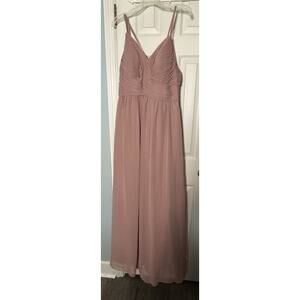 Azazie Dusty Rose, Mauve, Evening Gown, Pleated, Lace, Built In Cups, Size A12